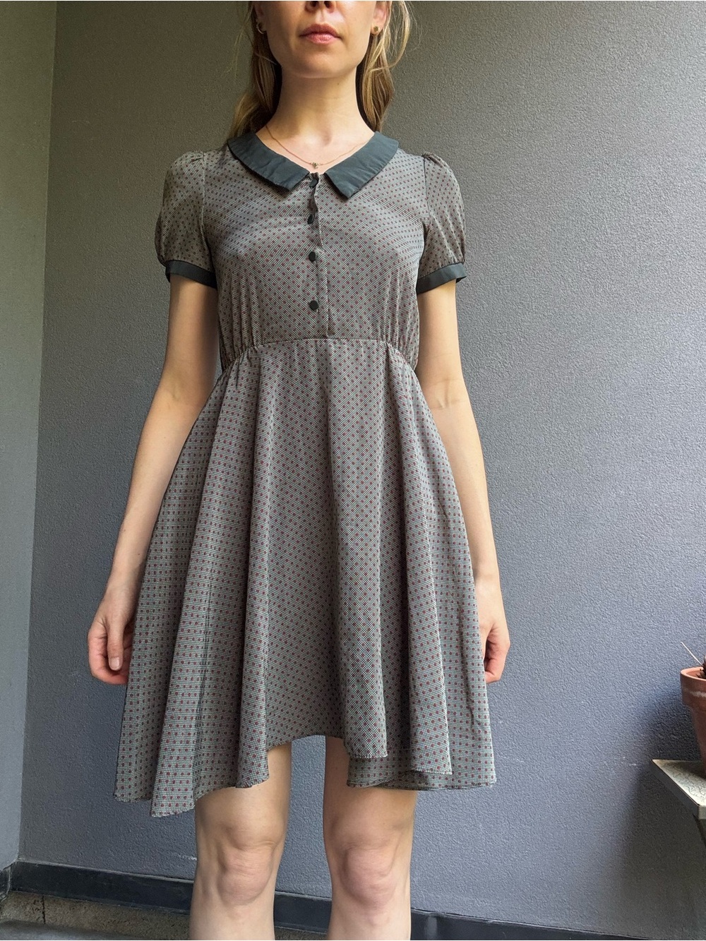 Pinkyotto Green Silk Peter Pan Collar Mini Dress - Size 2